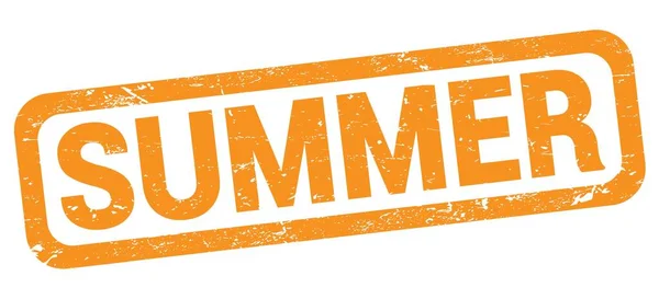 Summer Text Written Orange Rectangle Stamp Sign — 图库照片