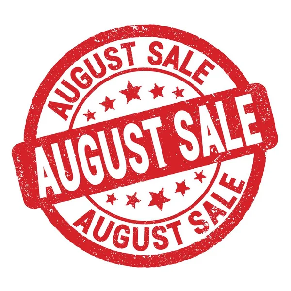 August Sale Text Written Red Grungy Stamp Sign — 图库照片