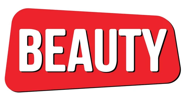 Beauty Text Written Red Trapeze Stamp Sign — Zdjęcie stockowe