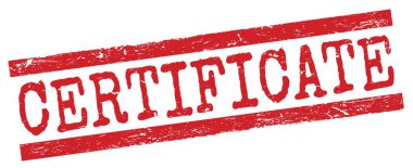 CERTIFICATE text written on red grungy lines stamp sign.