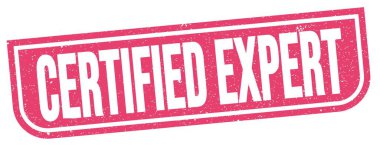 CERTIFIED EXPERT text written on pink grungy stamp sign.