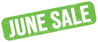 JUNE SALE text written on green grungy stamp sign.