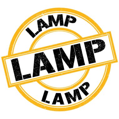 LAMP text written on yellow-black round stamp sign