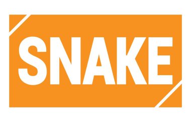 SNAKE text written on orange rectangle stamp sign.
