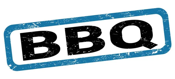 Bbq Text Written Blue Black Rectangle Stamp Sign — Photo