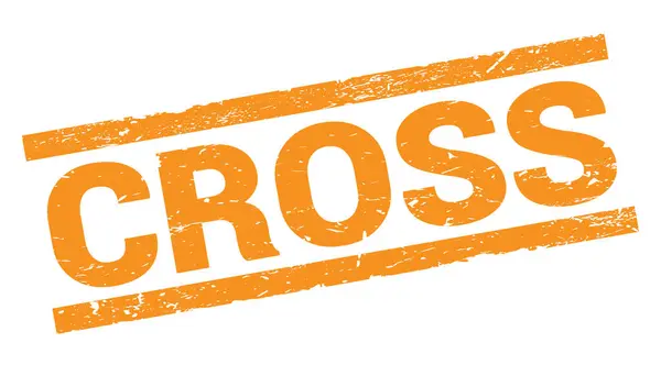 Cross Text Written Orange Rectangle Stamp Sign — Fotografia de Stock