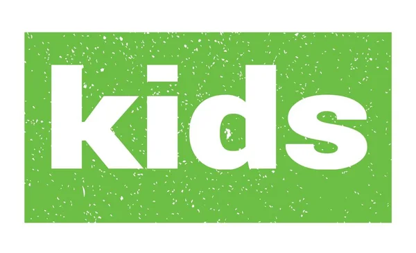 Kids Text Written Green Grungy Stamp Sign —  Fotos de Stock