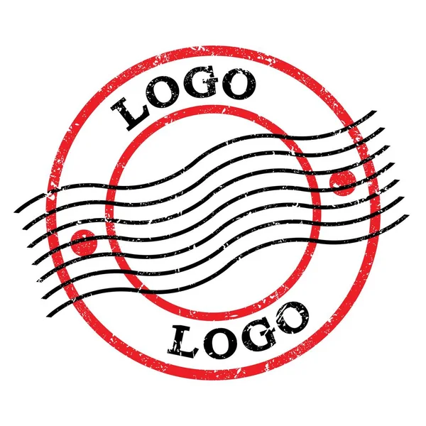 Logo Text Written Red Black Grungy Postal Stamp — Stock Fotó