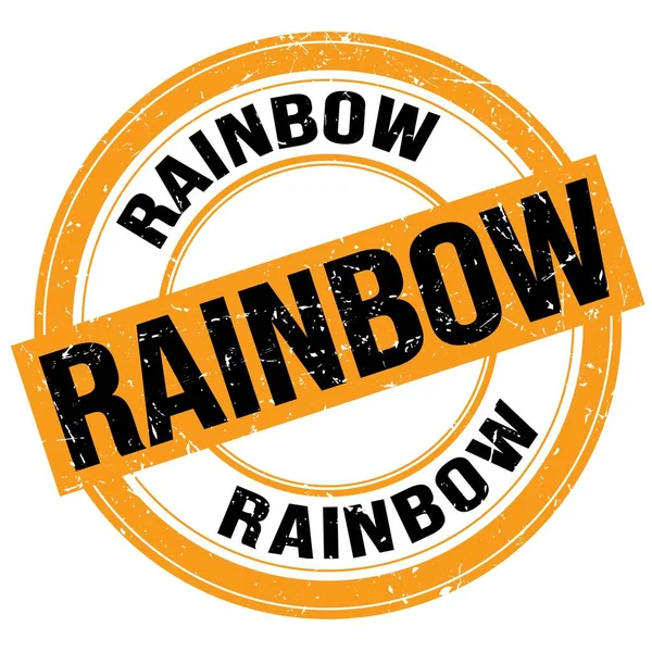 Rainbow Text Written Orange Black Grungy Stamp Sign — Stock Photo, Image