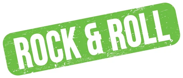 Rock Roll Szöveg Zöld Grungy Bélyegzőtáblára Írva — Stock Fotó