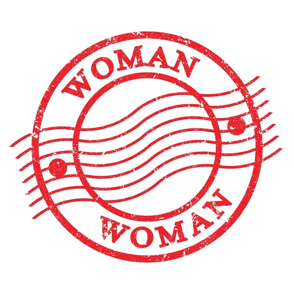 Woman Text Written Red Grungy Postal Stamp — Stockfoto