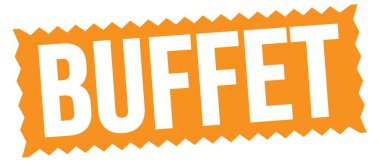 BUFFET text written on orange zig-zag stamp sign.