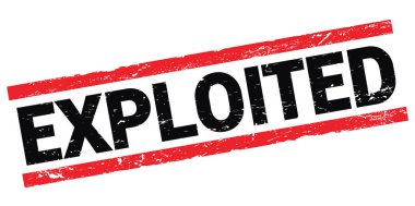 EXPLOITED text written on black-red rectangle stamp sign.