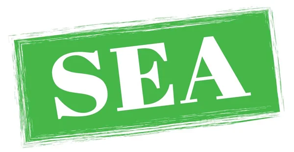 Sea Text Written Green Rectangle Stamp Sign — 스톡 사진
