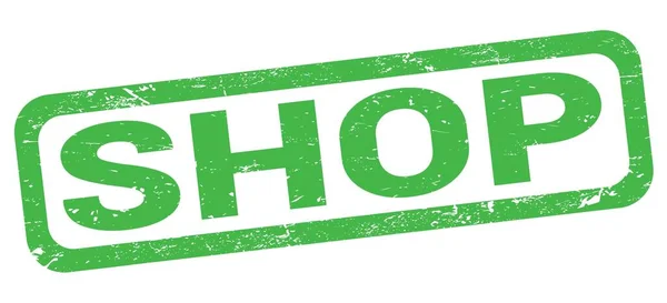 Shop Text Written Green Rectangle Stamp Sign — Zdjęcie stockowe