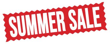 SUMMER SALE text written on red zig-zag stamp sign.