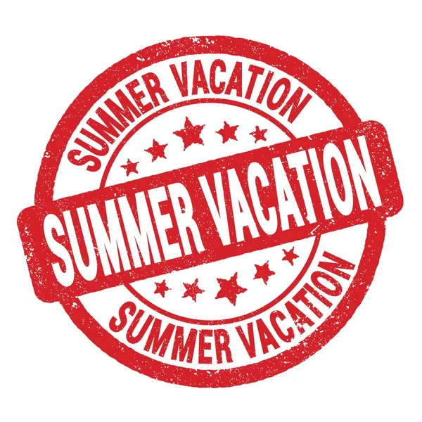 Summer Vacation Text Napsaný Červeném Grungy Razítku — Stock fotografie
