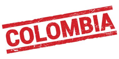 COLOMBIA text written on red rectangle stamp sign.