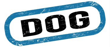 DOG, text on blue-black rectangle stamp sign.