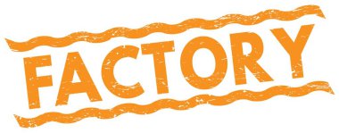 FACTORY text written on orange lines stamp sign.