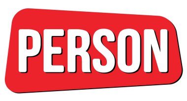 PERSON text written on red trapeze stamp sign.
