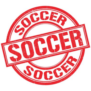 SOCCER text written on red round stamp sign