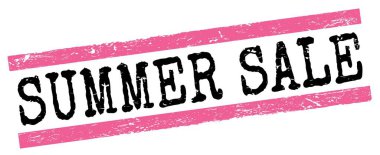SUMMER SALE text written on pink-black grungy lines stamp sign.