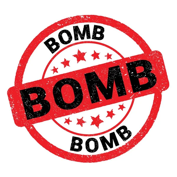 BOMB text written on red-black grungy stamp sign.
