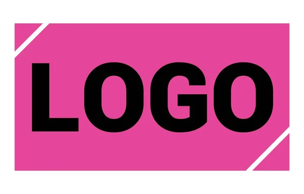 Logo Κείμενο Γραμμένο Ροζ Μαύρο Ορθογώνιο Σήμα Σφραγίδα — Φωτογραφία Αρχείου