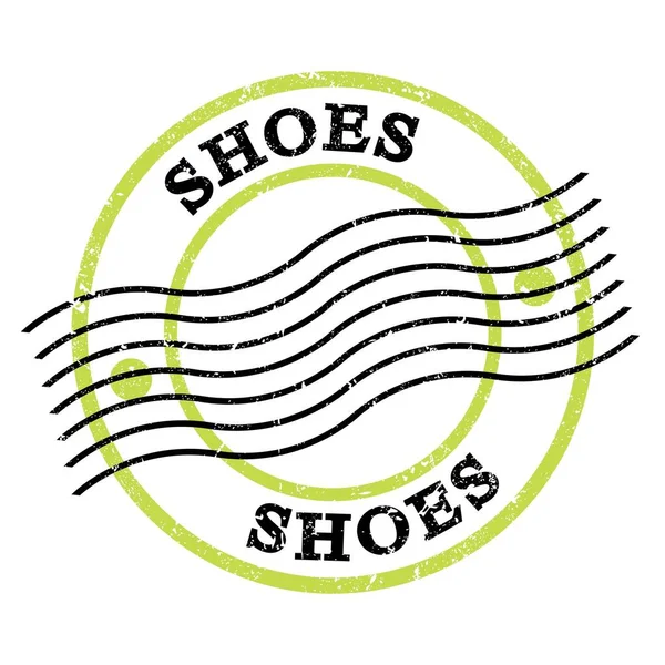 Shoes Text Written Green Black Grungy Postal Stamp — Stockfoto