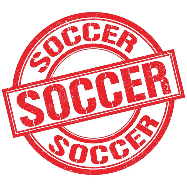 SOCCER text written on red round stamp sign