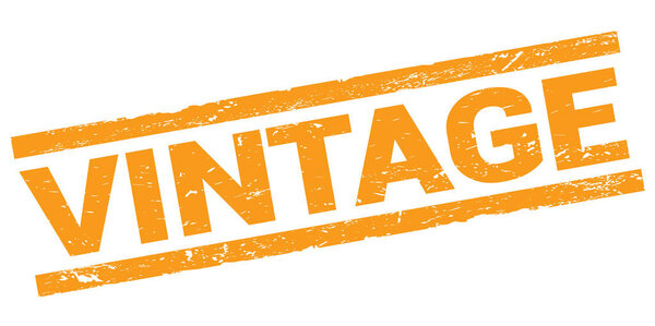 VINTAGE text written on orange rectangle stamp sign.