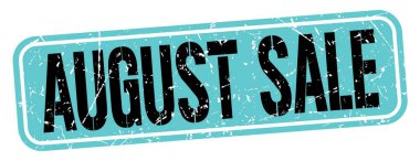 AUGUST SALE text written on blue-black grungy stamp sign.