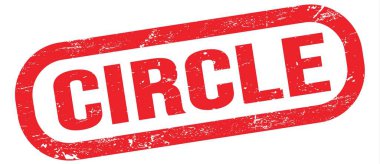 CIRCLE, text written on red rectangle stamp sign.