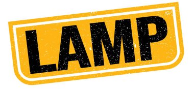 LAMP text written on yellow-black grungy stamp sign.