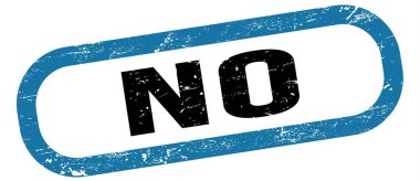 NO, text on blue-black rectangle stamp sign.