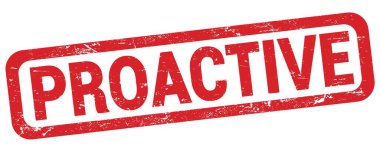 PROACTIVE text written on red rectangle stamp sign.