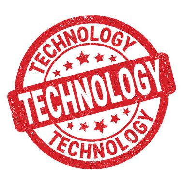 TECHNOLOGY text written on red grungy stamp sign.