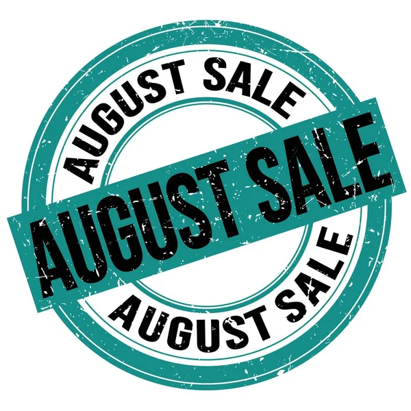 AUGUST SALE text written on blue-black round grungy stamp sign