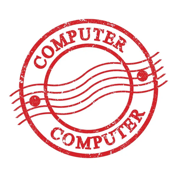 Computer Text Written Red Grungy Postal Stamp — Zdjęcie stockowe