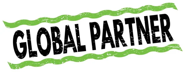 Global Partner Text Written Green Black Lines Stamp Sign — Foto Stock
