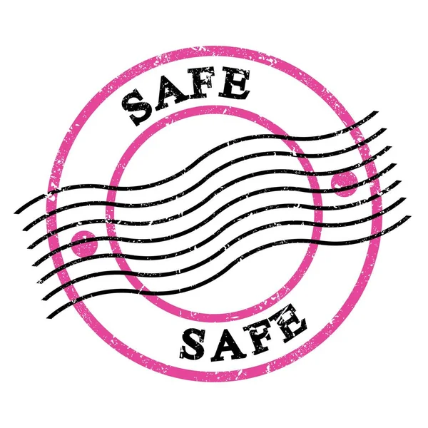 Safe Text Written Pink Black Grungy Postal Stamp —  Fotos de Stock