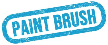 PAINT BRUSH, text on blue rectangle stamp sign.