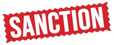 SANCTION text written on red zig-zag stamp sign.