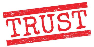 TRUST text written on red grungy lines stamp sign.