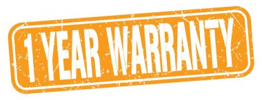 1 YEAR WARRANTY text written on orange grungy stamp sign.