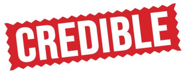 CREDIBLE text written on red zig-zag stamp sign.