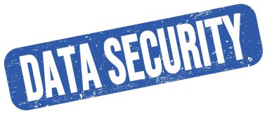 DATA GÜVENLİK metin mavi grungy mühür işareti üzerine yazılmış.
