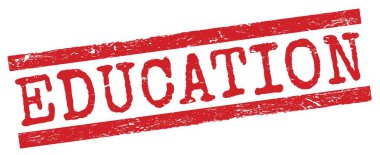 EDUCATION text written on red grungy lines stamp sign.