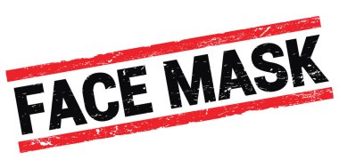 FACE MASK text written on black-red rectangle stamp sign.
